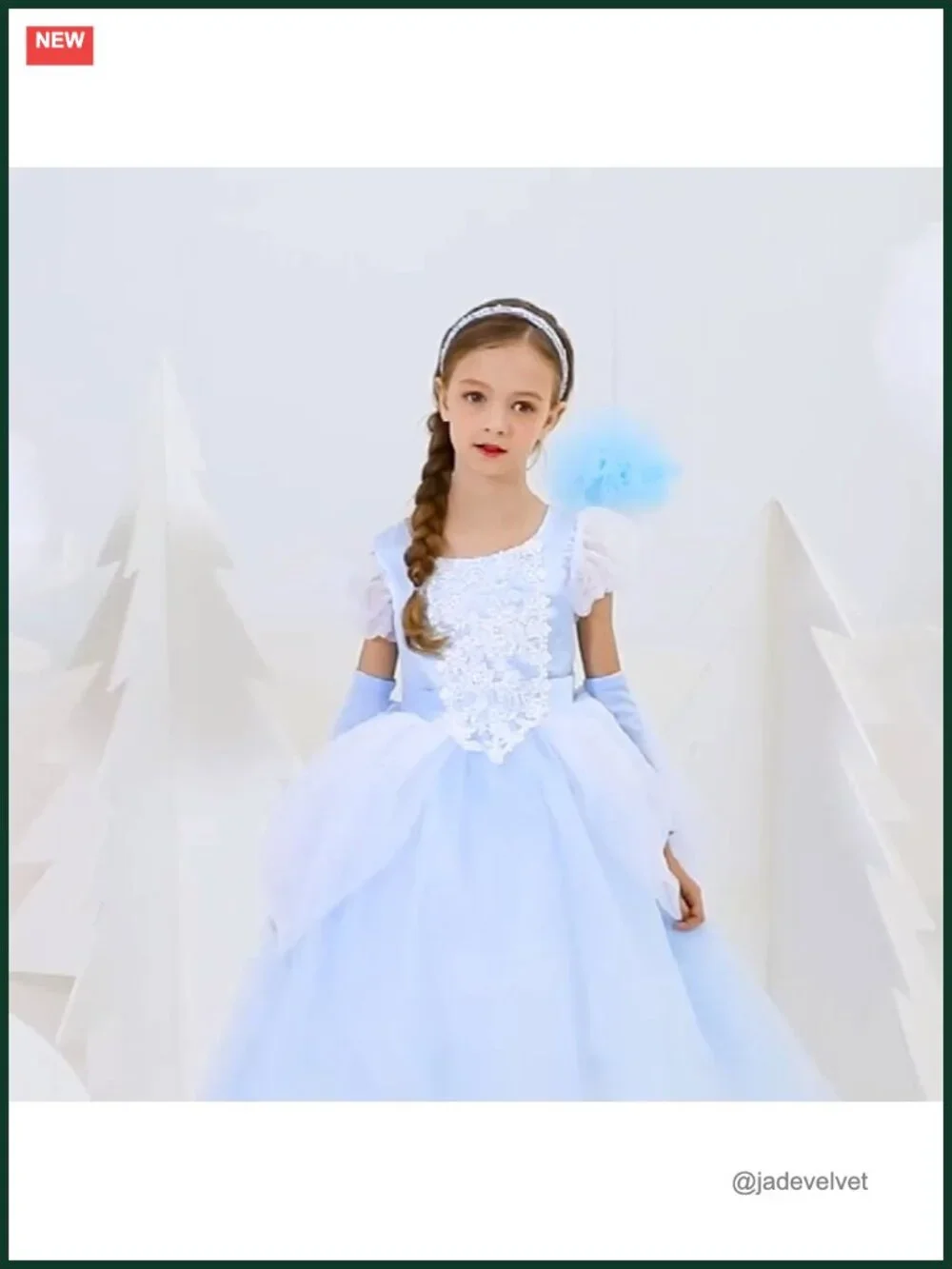 Girls Cinderella Costume Princess Dress-Up Birthday Party Ball Gown Halloween